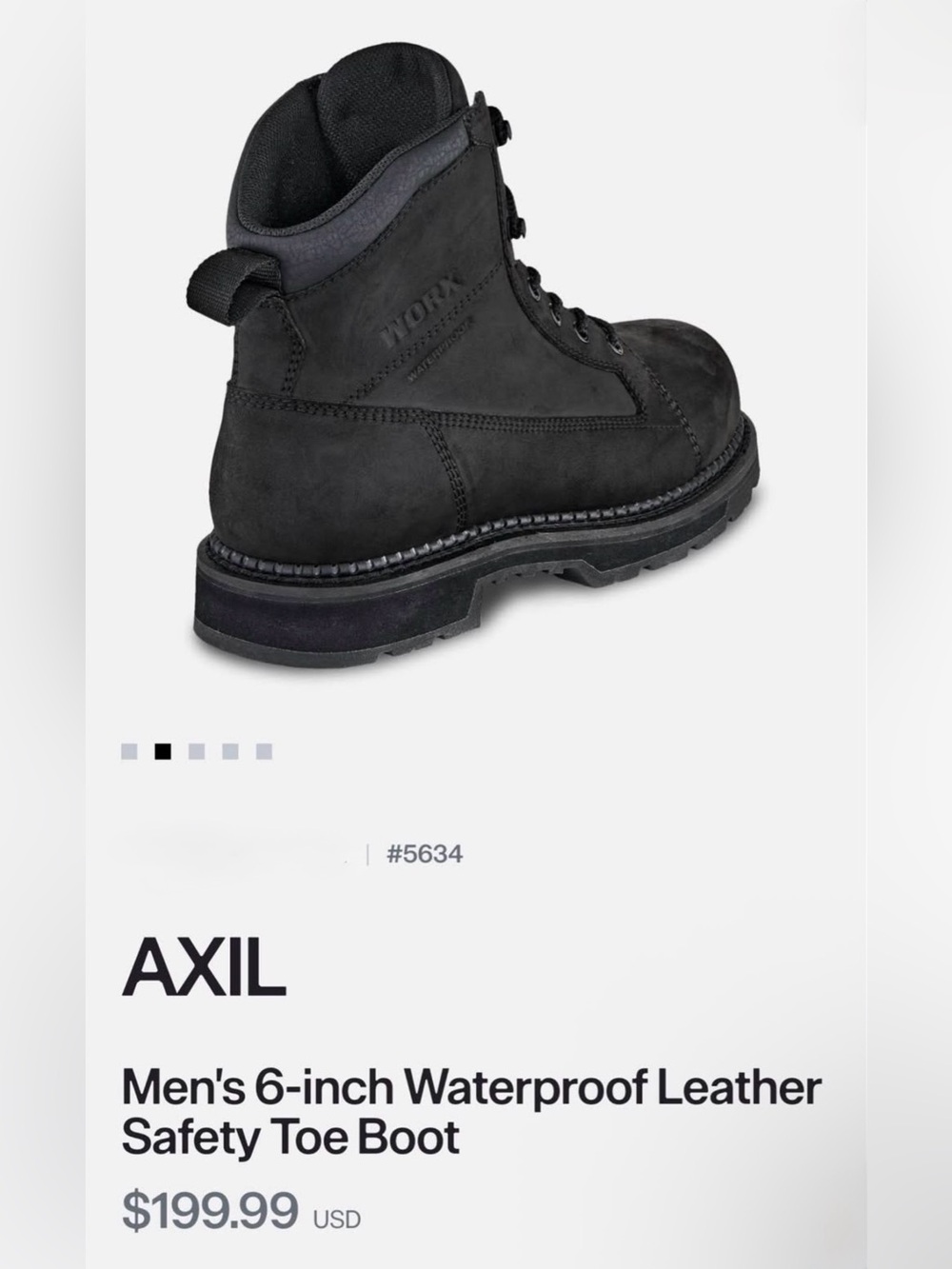 Men's 6-Inch Waterproof Leather Safety Toe Boot Black